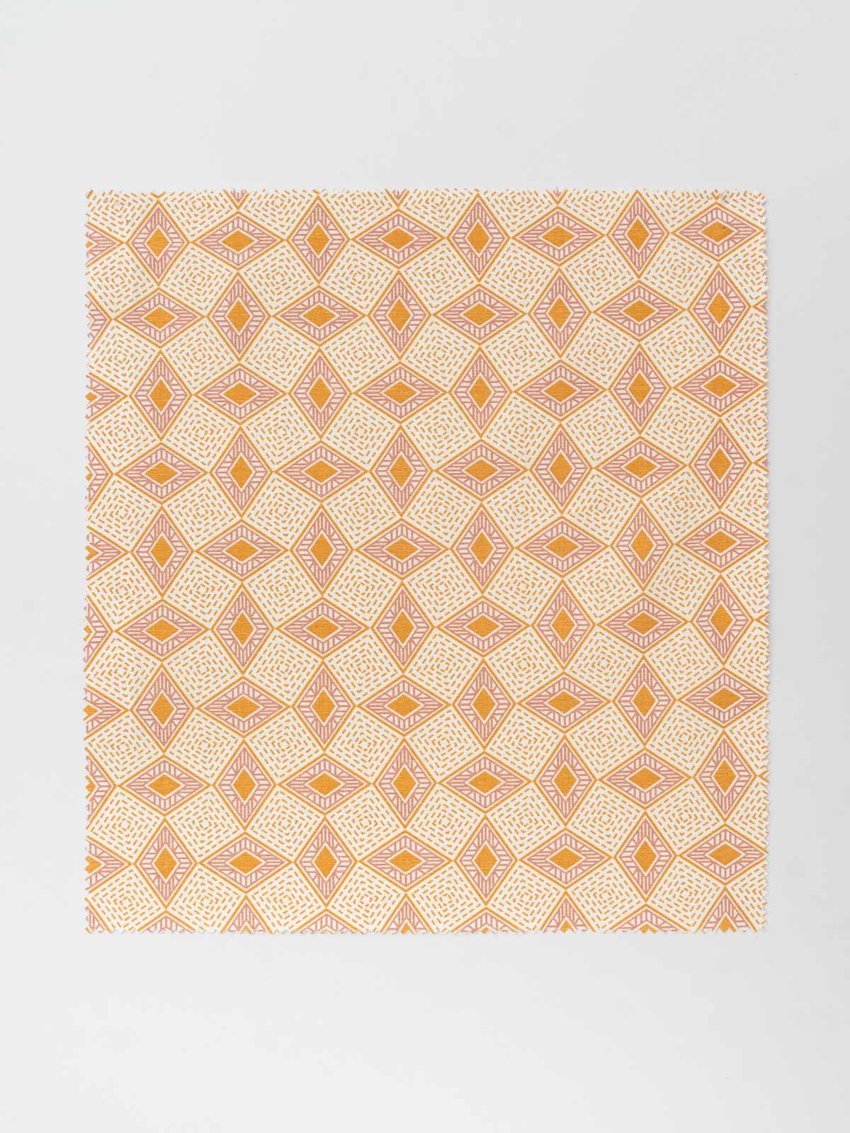 Terrazo 100% cotton geometric fabric for living room - Room darkening - Mustard