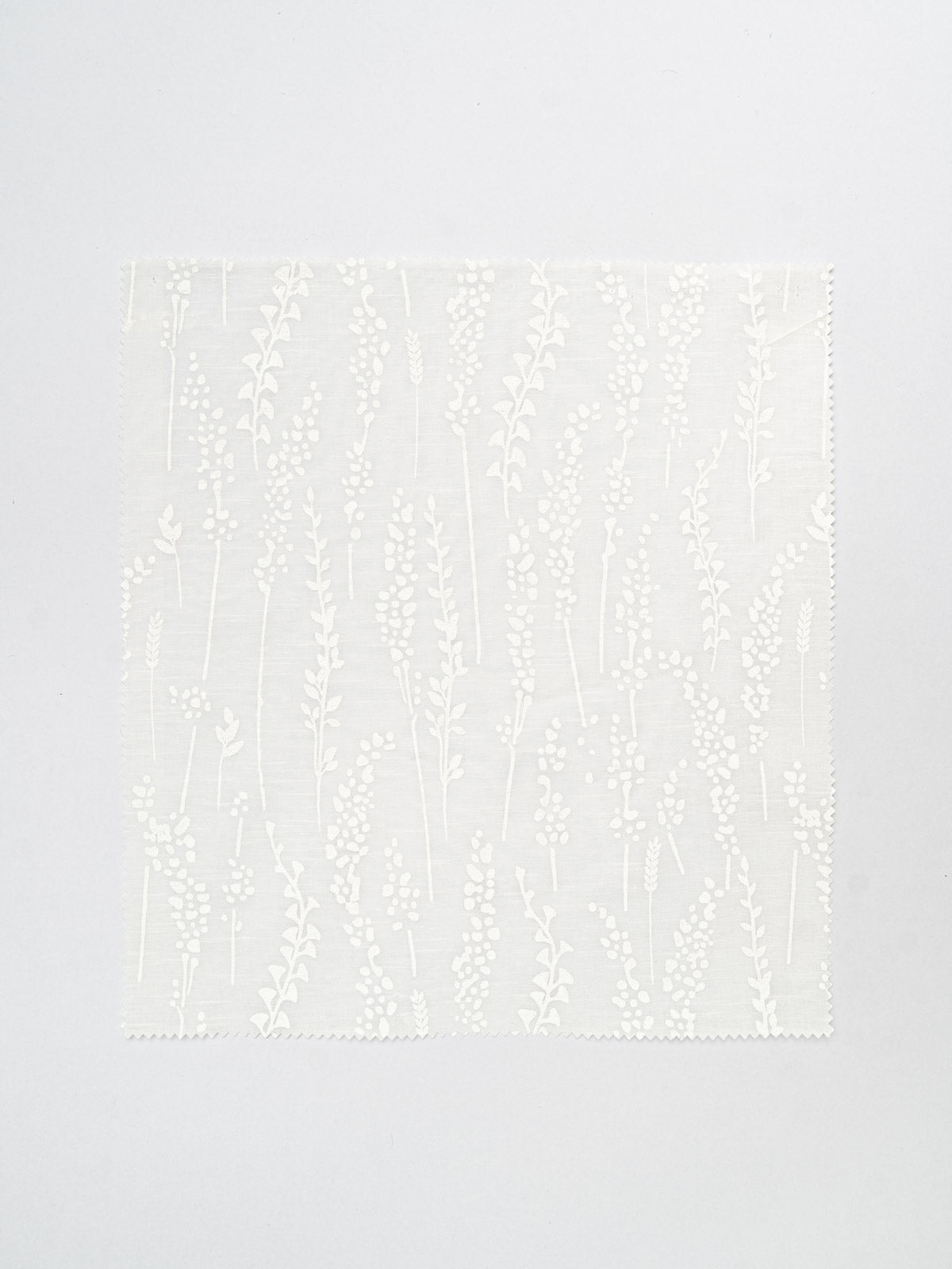 Grass Fields printed sheer Fabric - White