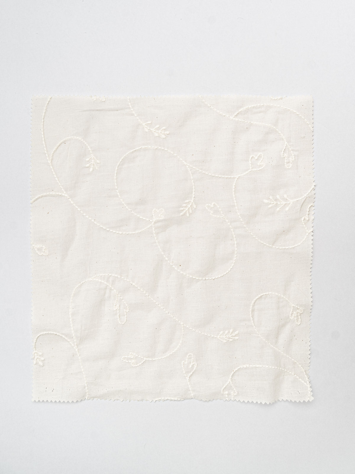 Ivy Vines embroidered cotton Fabric - Cream