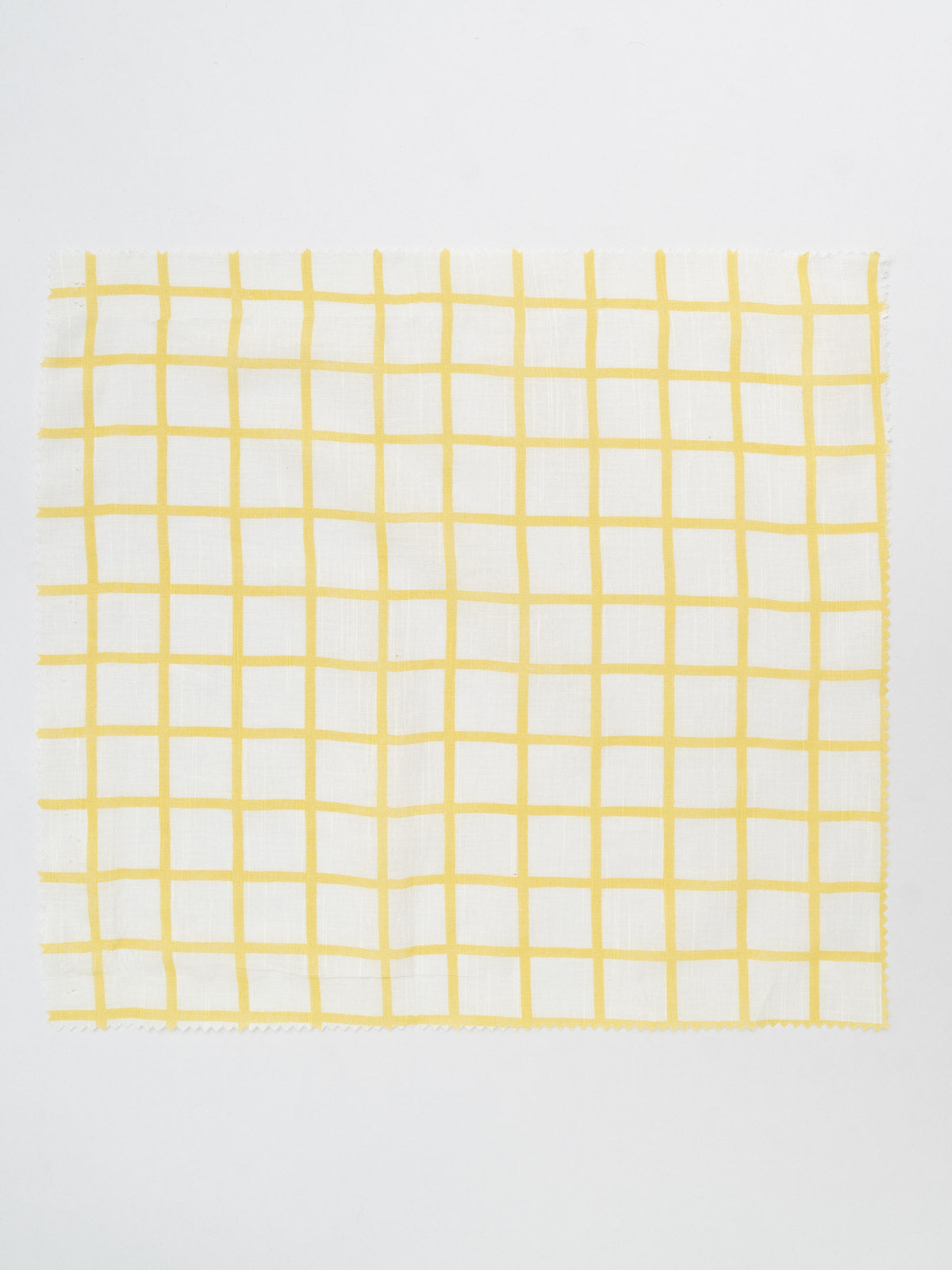 Uneven Checks printed sheer Fabric - Yellow