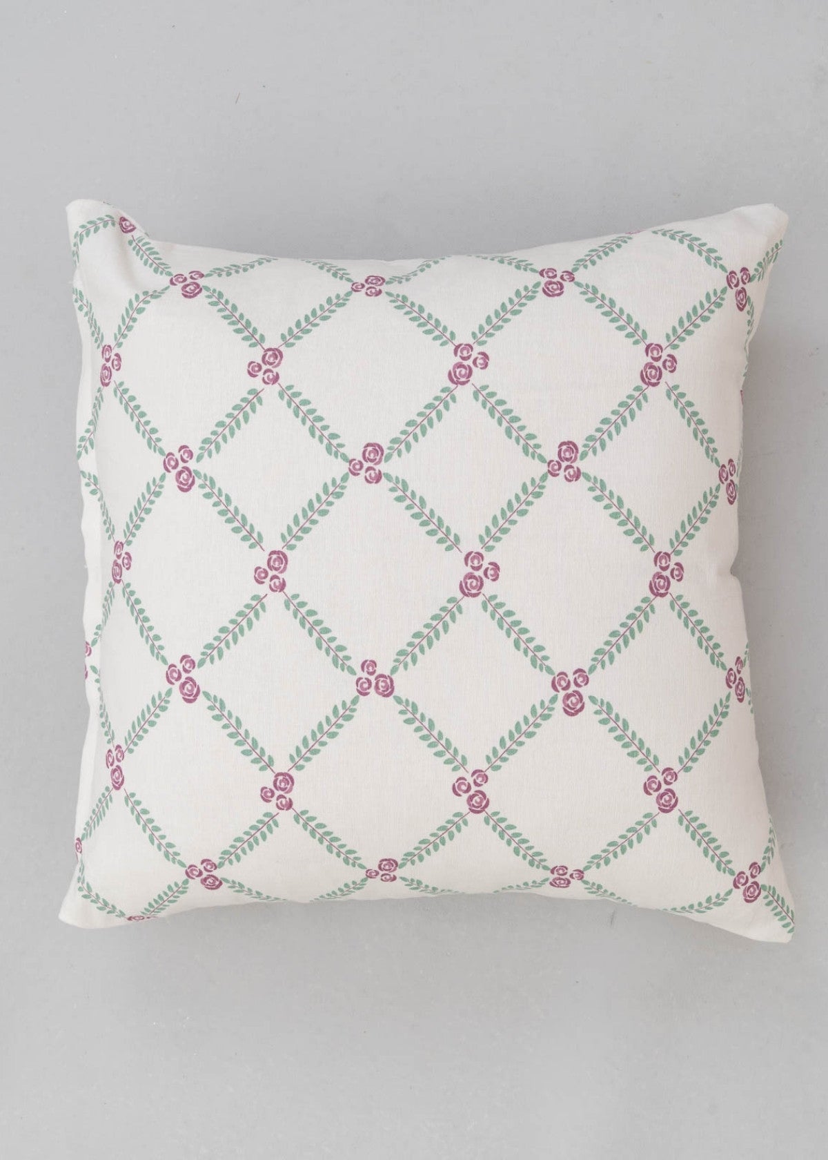 Climbing Roses Printed Cotton Cushion Cover - Lavender