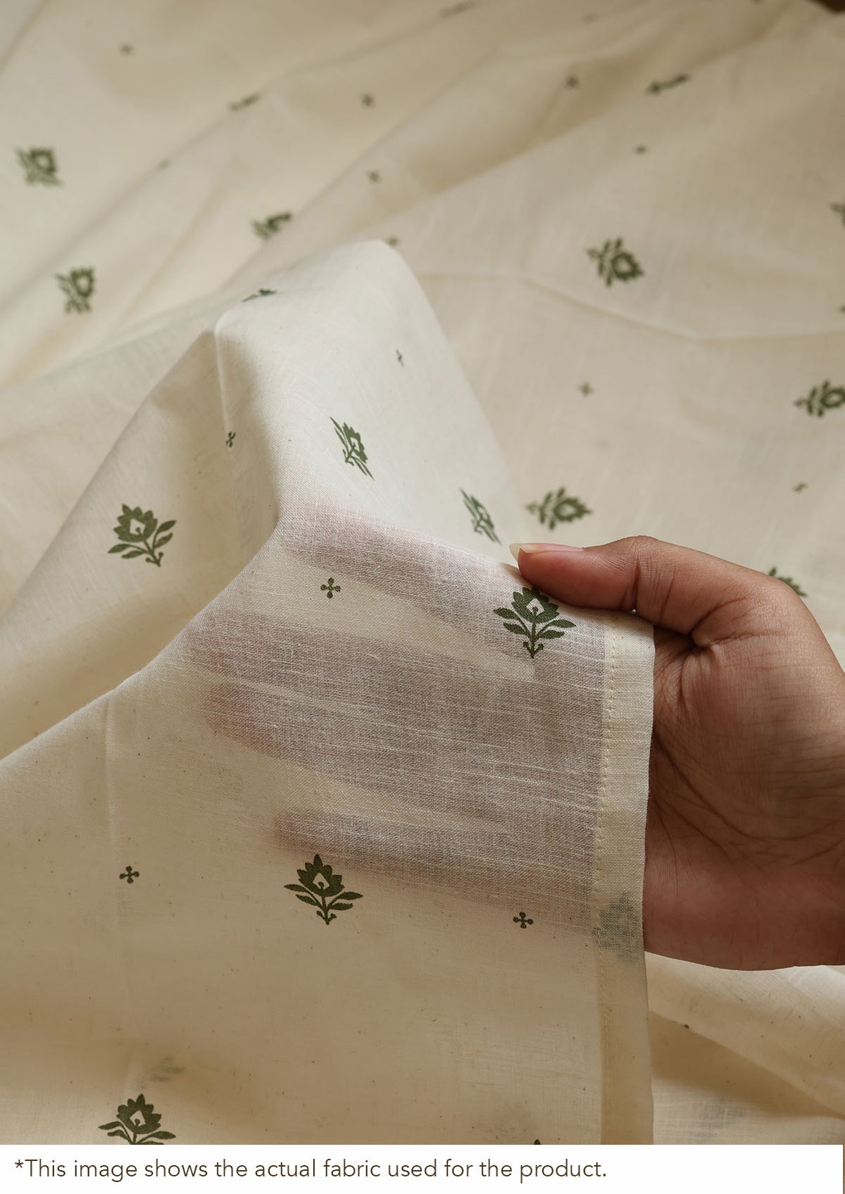 Cava Pepper Green Minimal 100% Cotton Sheer Printed Blind For Livingroom / Bedroom | Light Filtering