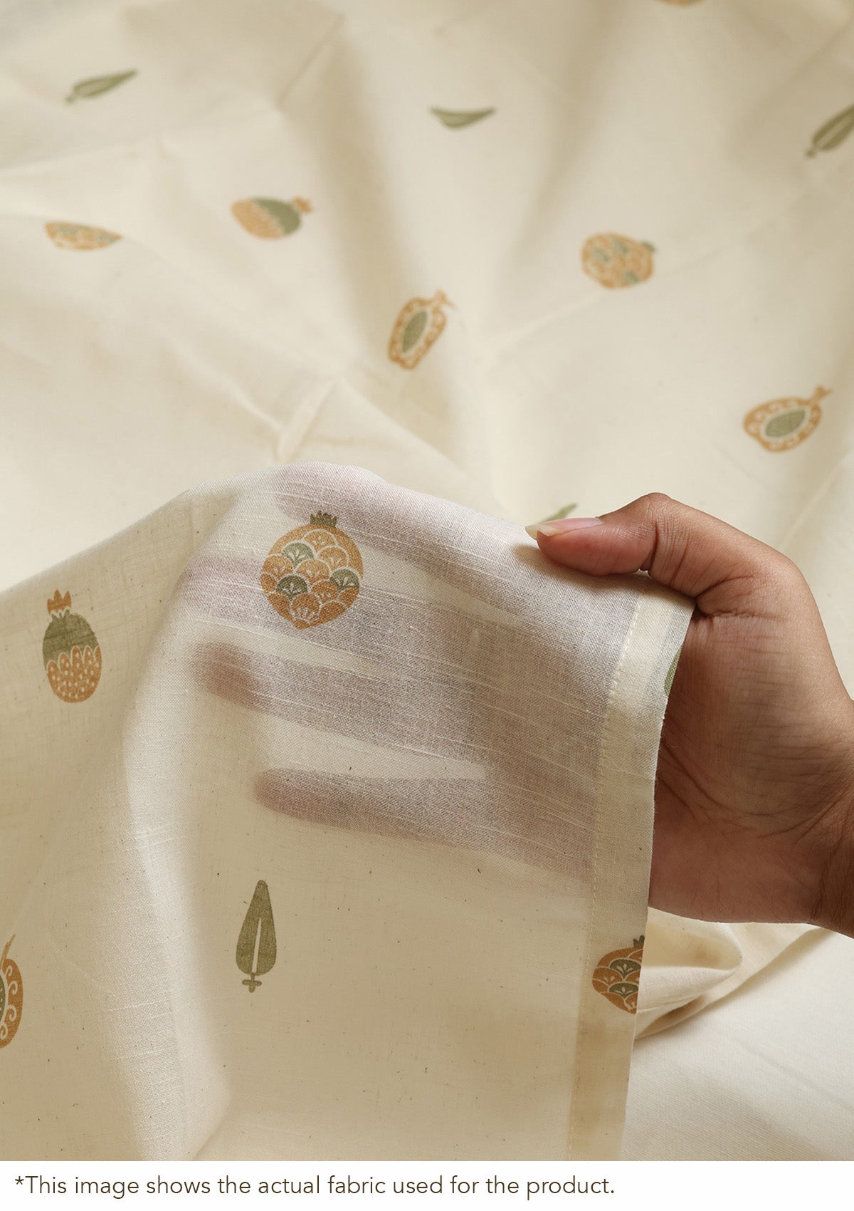 Madhuram Green & Beige Ethnic 100% Cotton Sheer Printed Blind For Livingroom / Bedroom | Light Filtering