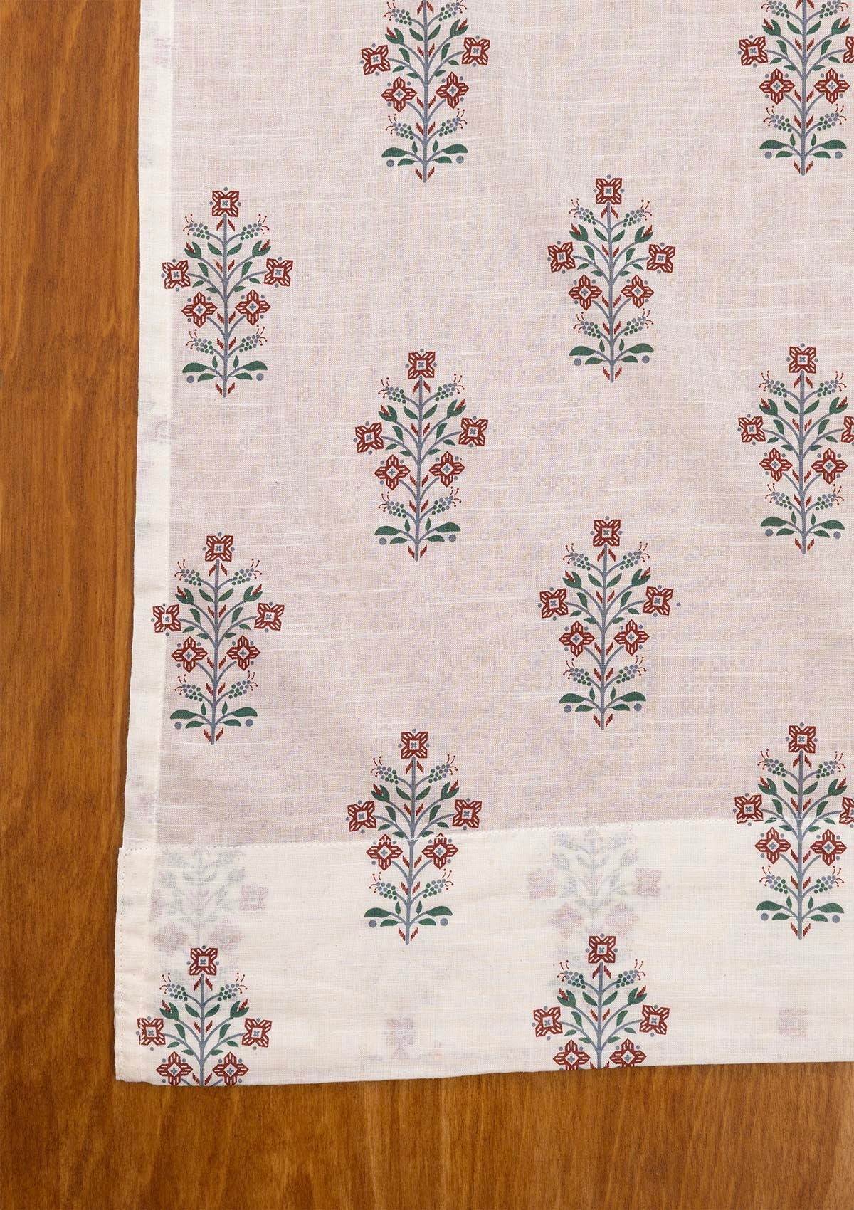 Palash 100% Cotton Sheer Printed Curtain for living room & bedroom - Light Filtering - Multicolor - Single Piece
