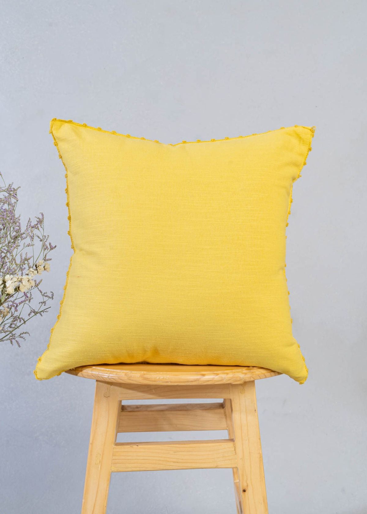 Solid Yellow 100% cotton plain cushion cover for sofa