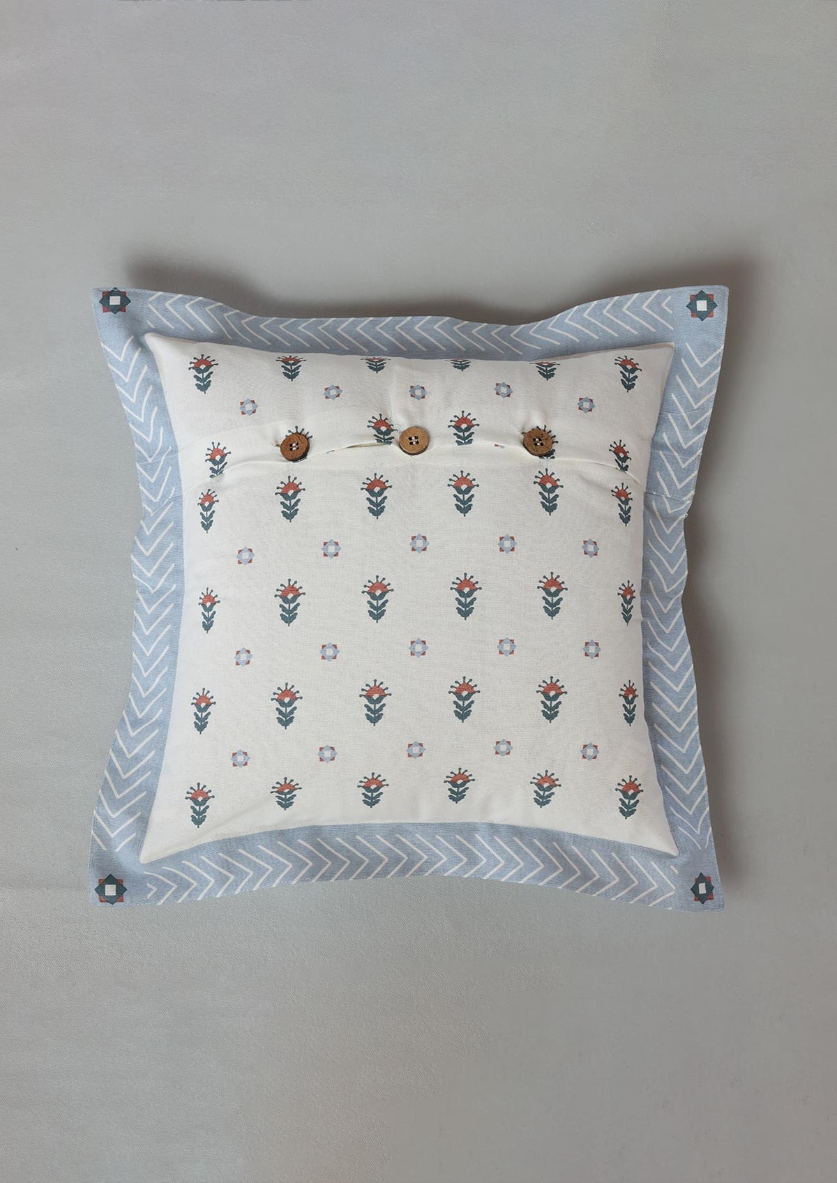 Ivan & Montrose Blue | Foil Silver Printed Floral | 100% Cotton Cushion Cover For Sofa | Pack of 2