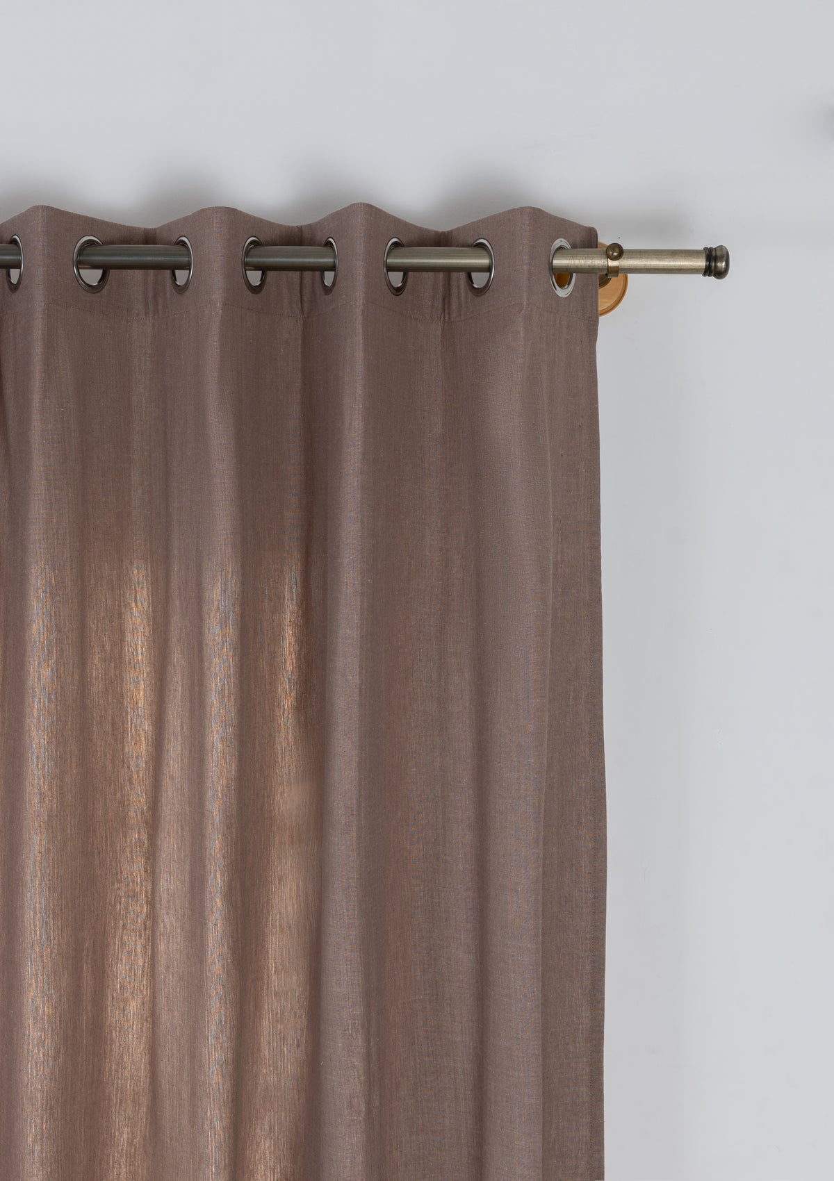 Fig Brown Solid Linen Cotton Blend Textured Curtain For Livingroom / Bedroom | Room Darkening | Single Piece