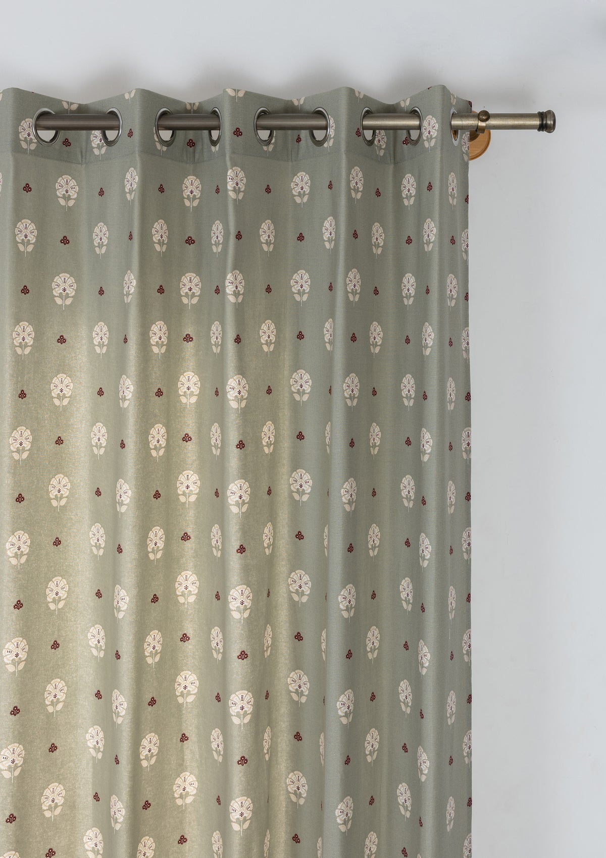 Gulnar Green Ethnic 100% Cotton Printed Curtain For Livingroom / Bedroom | Room Darkening | Single Piece