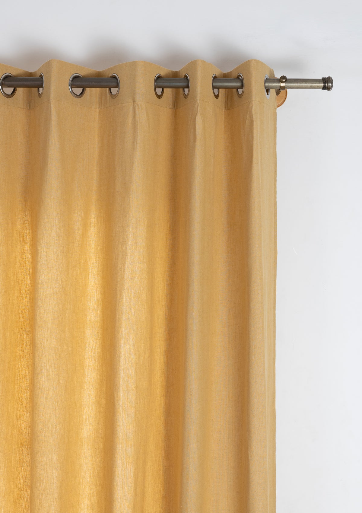 Honey Yellow Mustard Solid Linen Cotton Blend Textured Curtain For Livingroom / Bedroom | Room Darkening | Single Piece