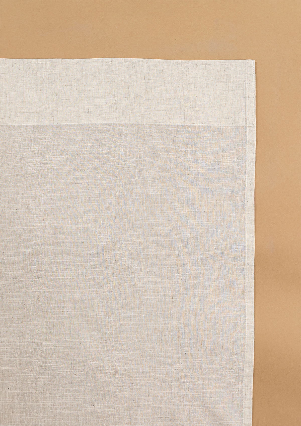 Almond Plain Beige Neutral Linen Cotton Blend Sheer Textured Curtain For Livingroom / Bedroom | Light Filtering | Single Piece
