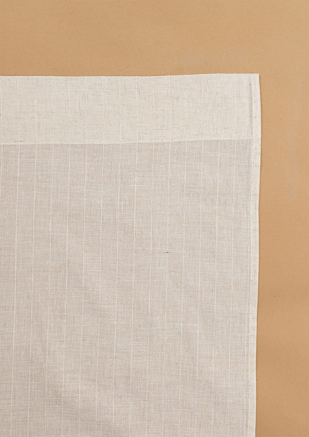 Husk Stripped Beige Neutral Linen Cotton Blend Sheer Textured Curtain For Livingroom / Bedroom | Light Filtering | Single Piece