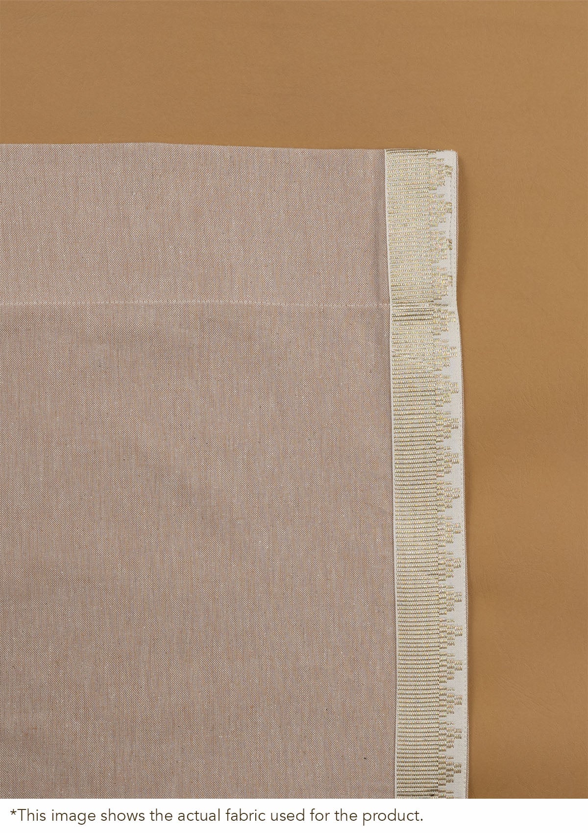 Kinari Pink Sand & Gold Ethnic Linen Cotton Blend Textured Blind For Livingroom / Bedroom | Room Darkening