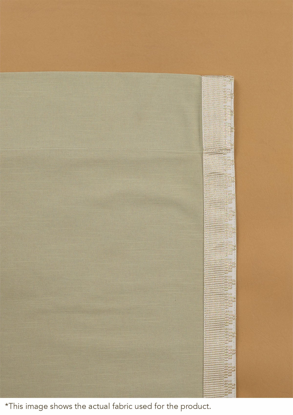 Kinari Herb Green & Gold Ethnic 100% Cotton Textured Blind For Livingroom / Bedroom | Room Darkening