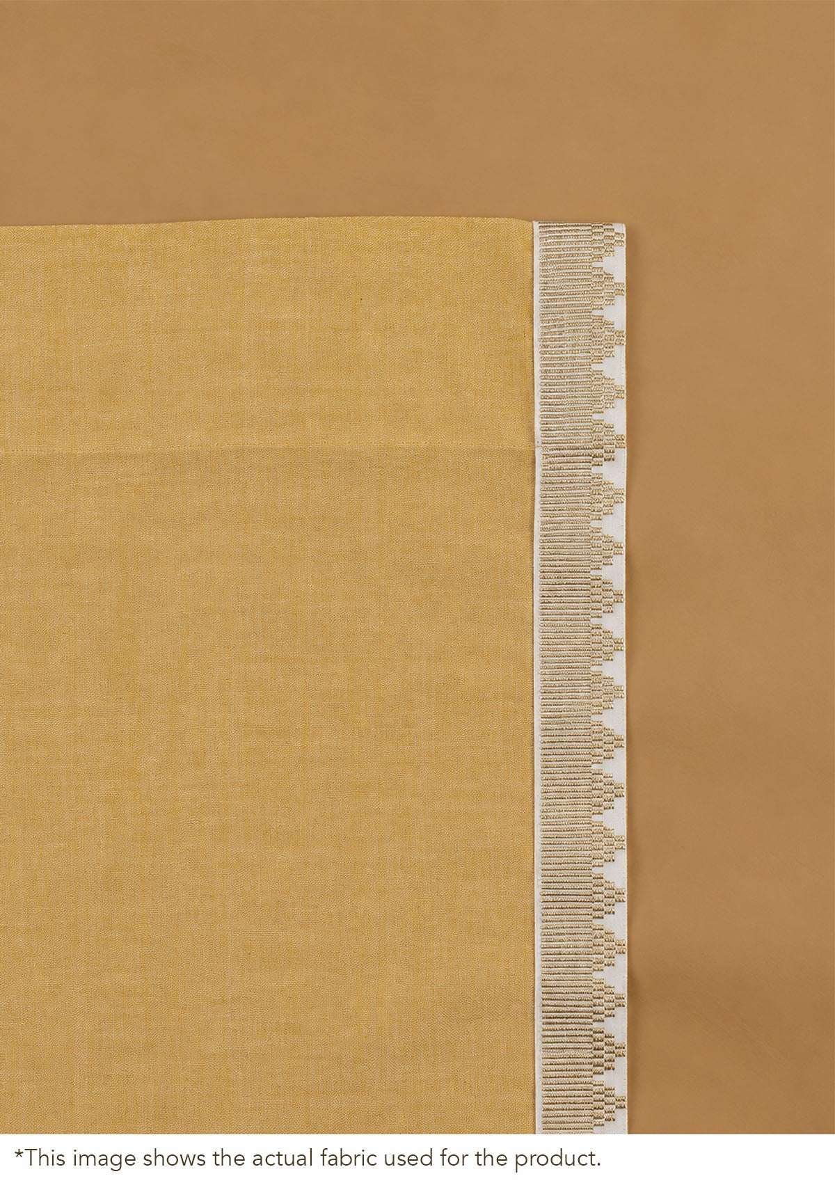 Kinari Honey Yellow & Gold Ethnic Linen Cotton Blend Textured Blind For Livingroom / Bedroom | Room Darkening