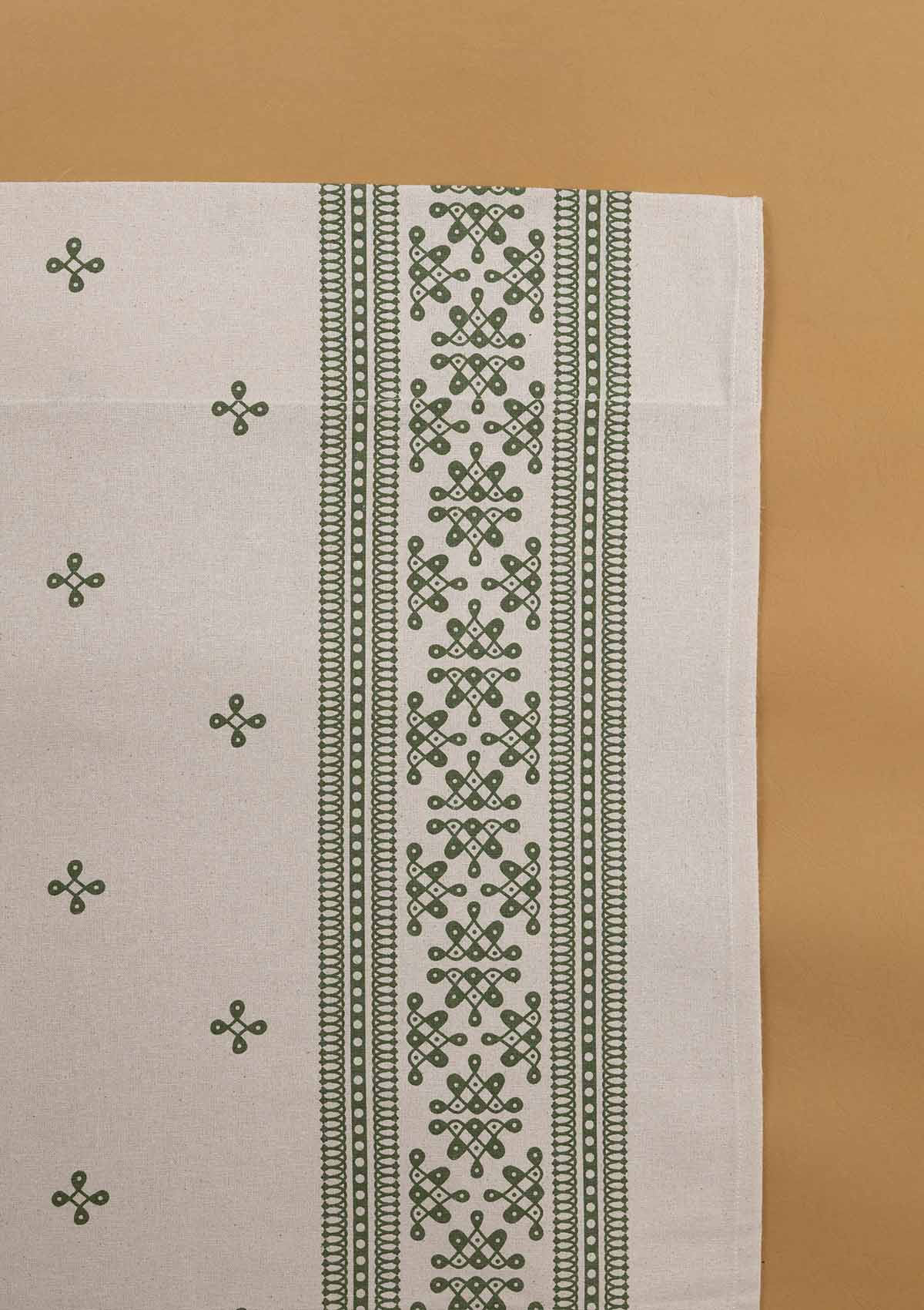 Kolam Pepper Green Minimal 100% Cotton Printed Curtain For Livingroom / Bedroom | Light Reduction | Single Piece