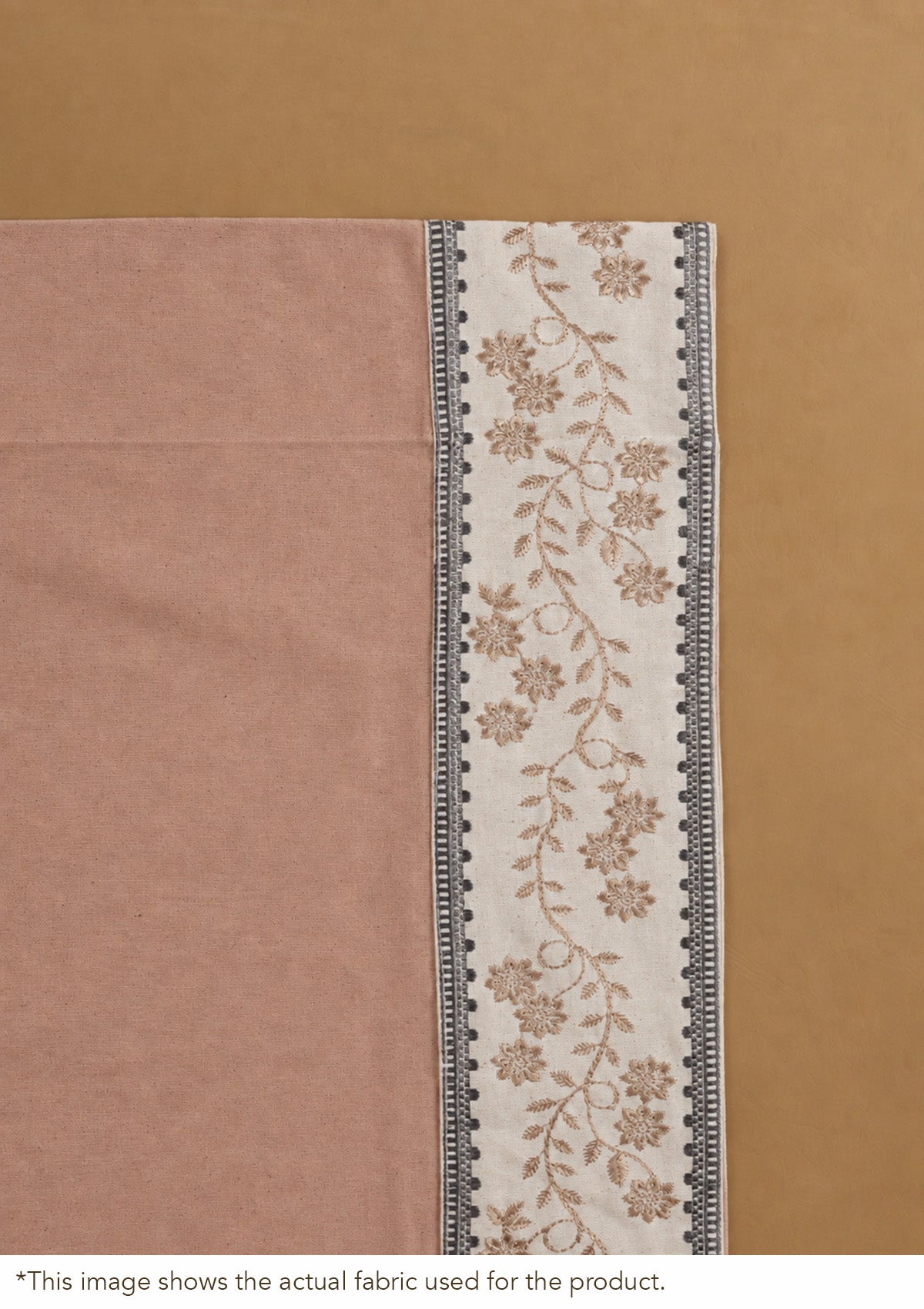 Mogra Mahogany Brown & Grey Floral 100% Cotton Embroidered Blind For Livingroom / Bedroom | Room Darkening