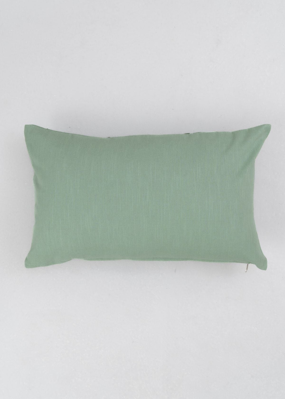 Leafy Affair 100% cotton embroidered cushion cover for sofa - Green