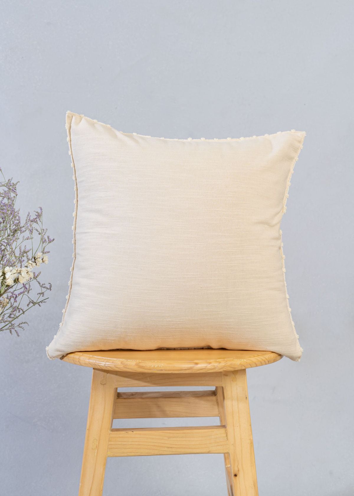 Solid Cotton Cushion Cover - Cream