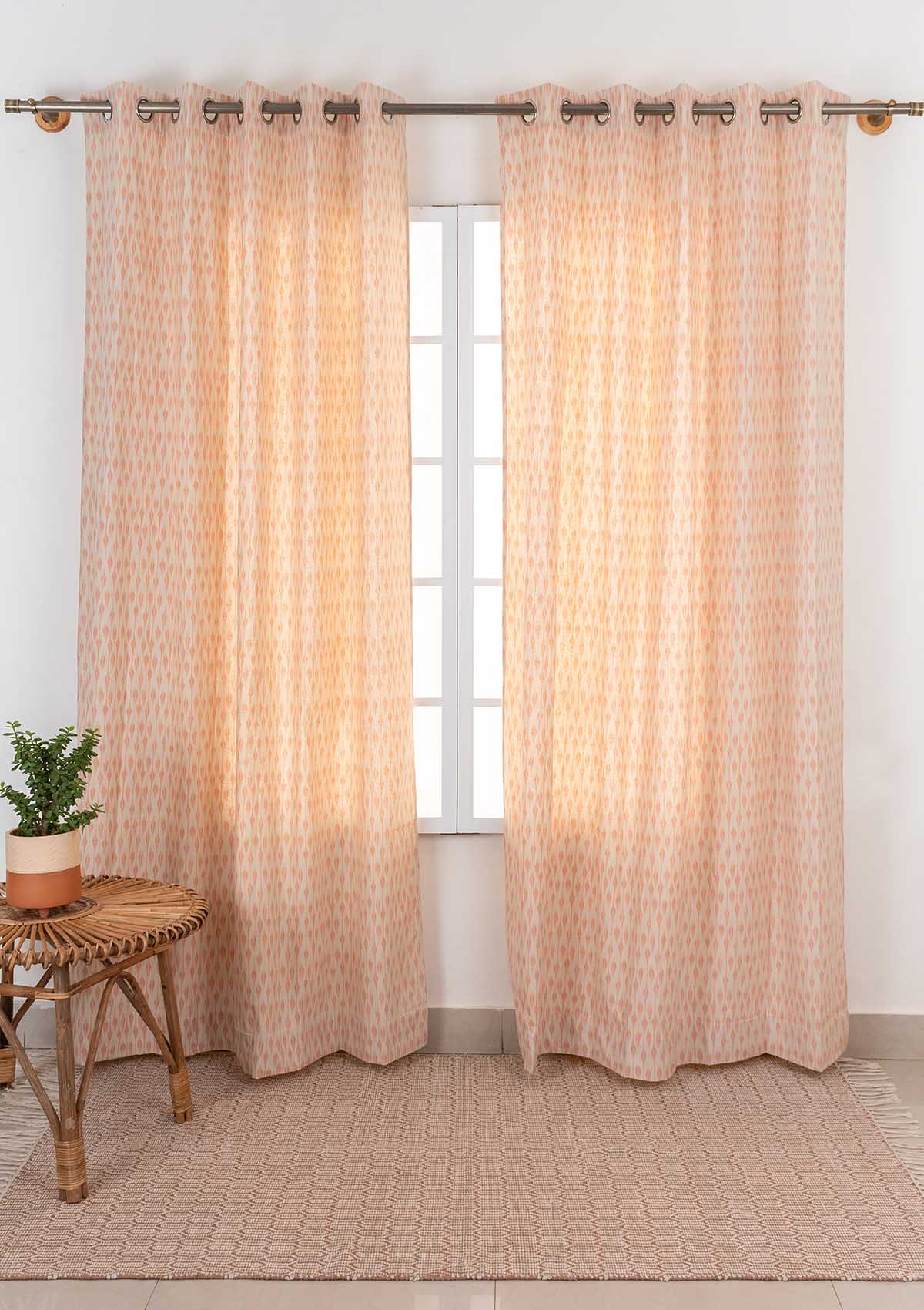 Chenab 100% Customizable Cotton ethnic curtain for living room - Room darkening - Beige