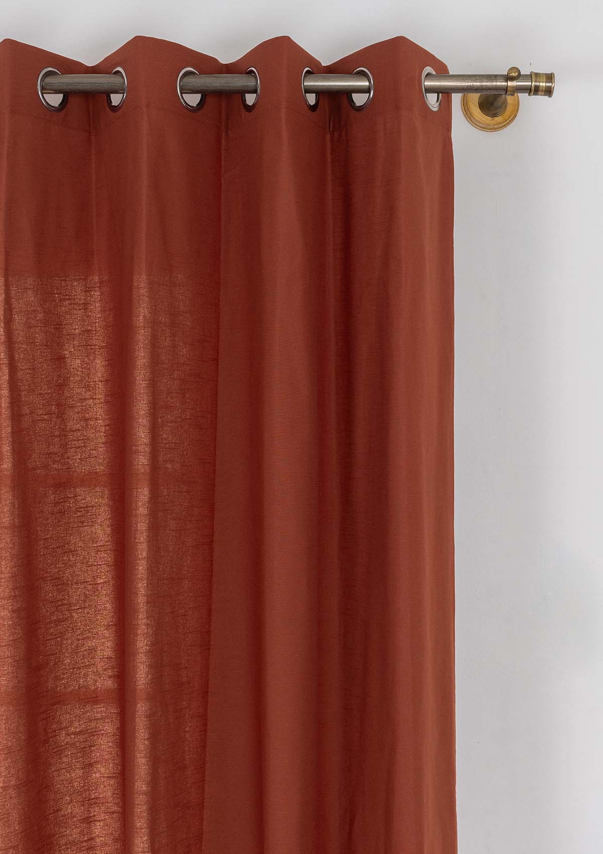 Solid Brick Red 100% cotton plain curtain for bedroom - Room darkening - Pack of 1