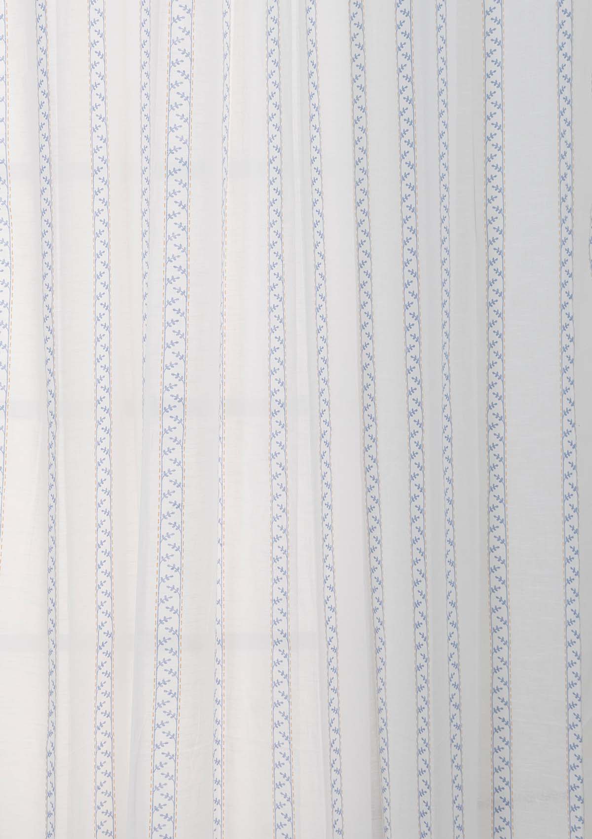 Oriental Stripes Printed Sheer Fabric - Powder Blue
