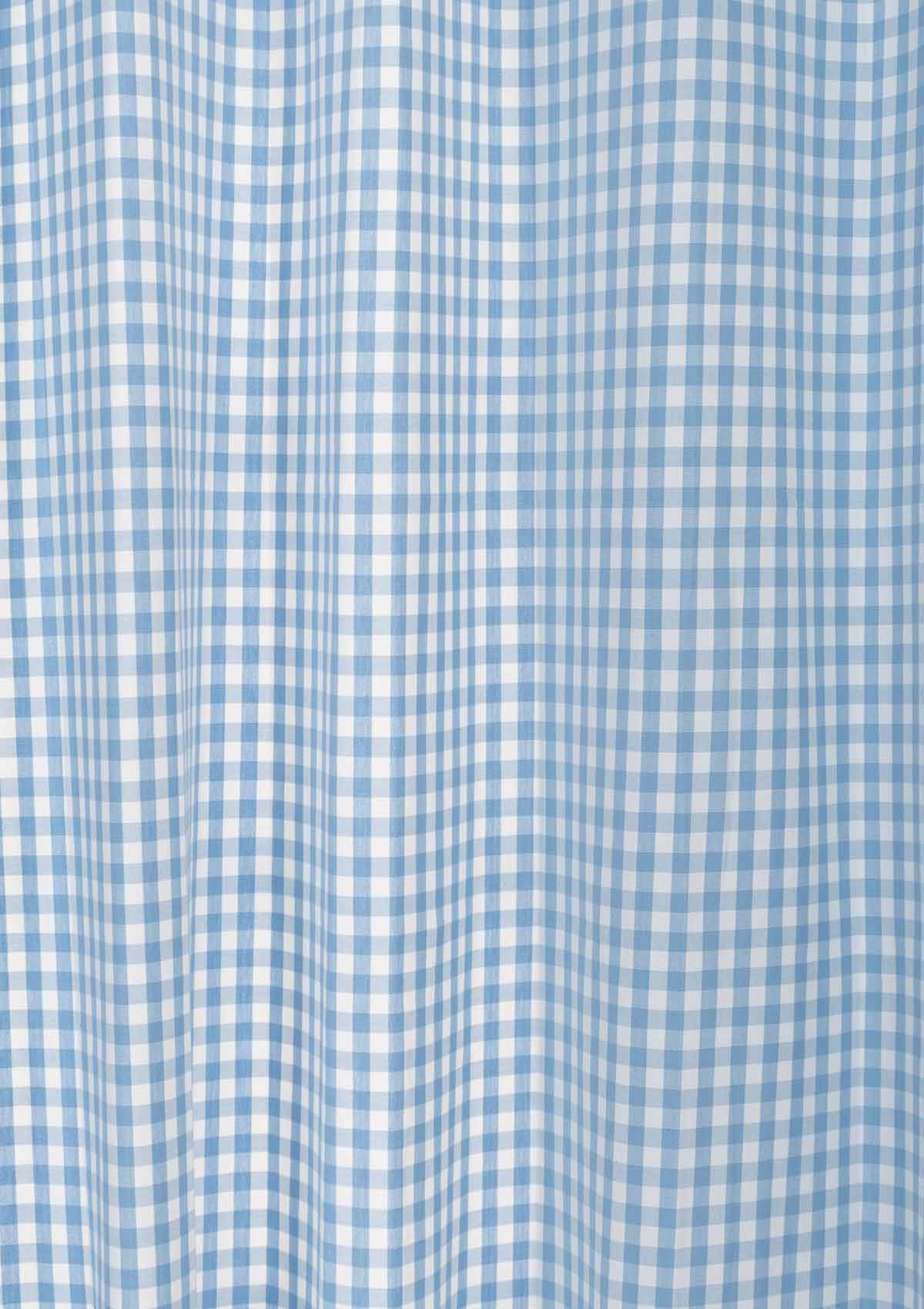Gingham Woven Cotton Curtain - Powder Blue