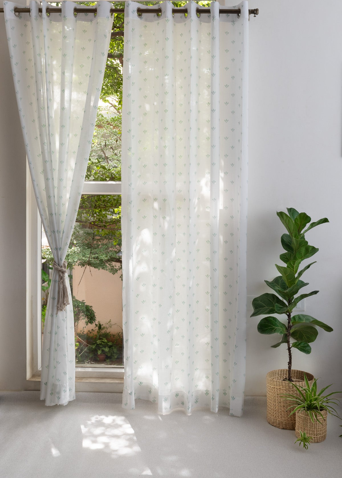 Aniseed Nile Blue Cotton Sheer Curtain - Pack of 1