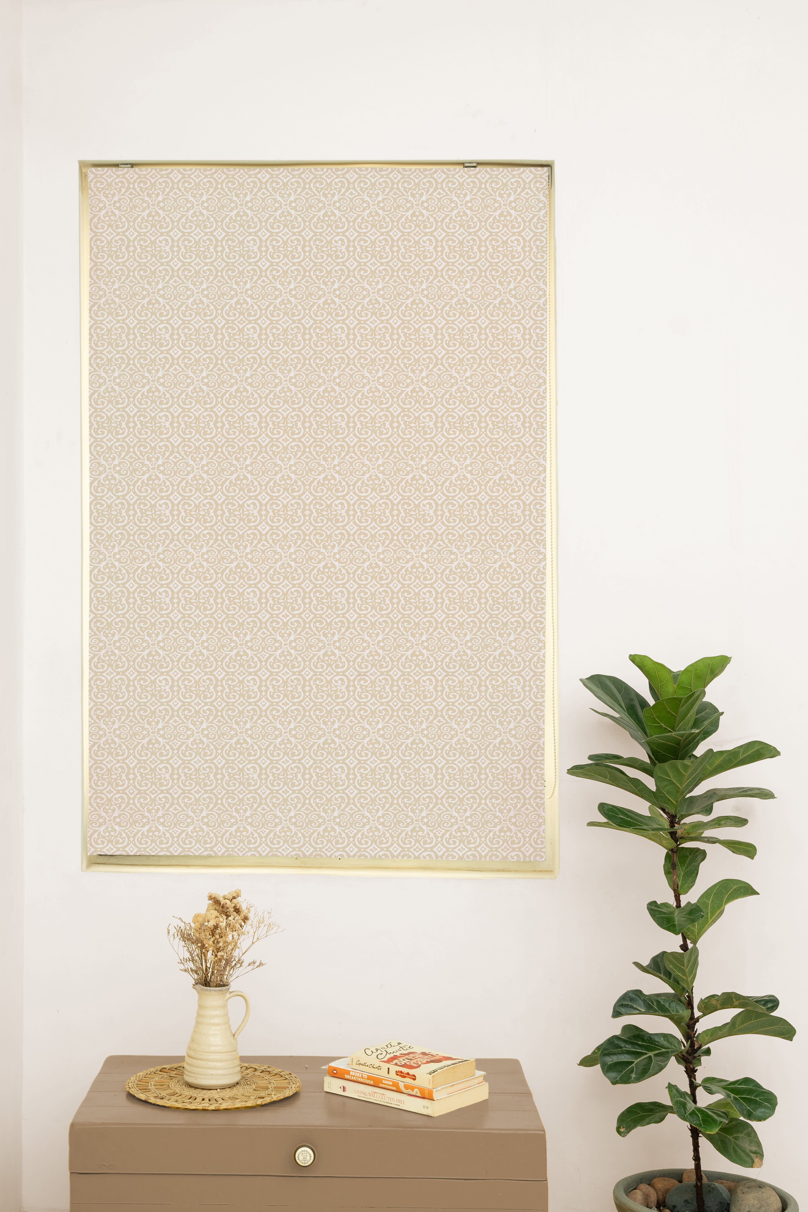 Antique Rose 100% Customizable Cotton minimal Roman blind for living room - Room darkening - Cream