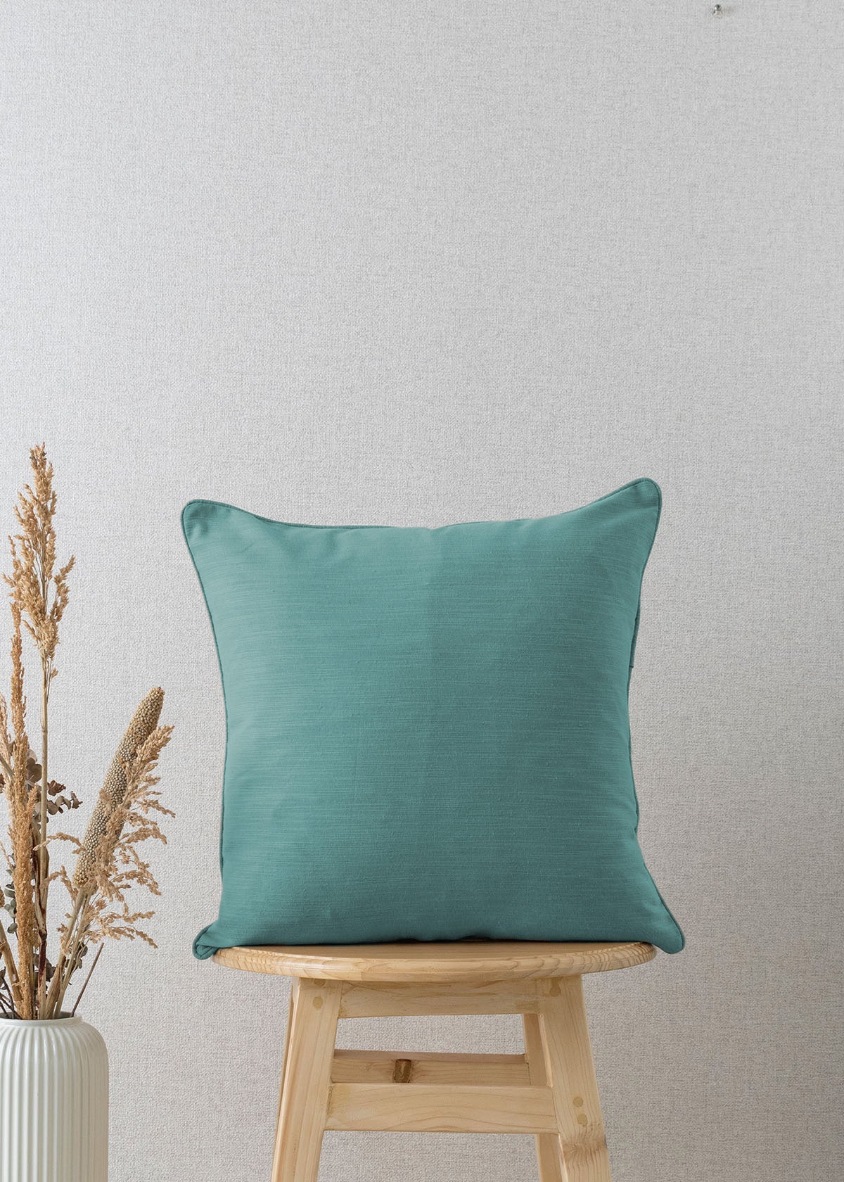 Dawn 100% cotton embroidered boho cushion cover combo set for sofa- Mustard and aqua blue