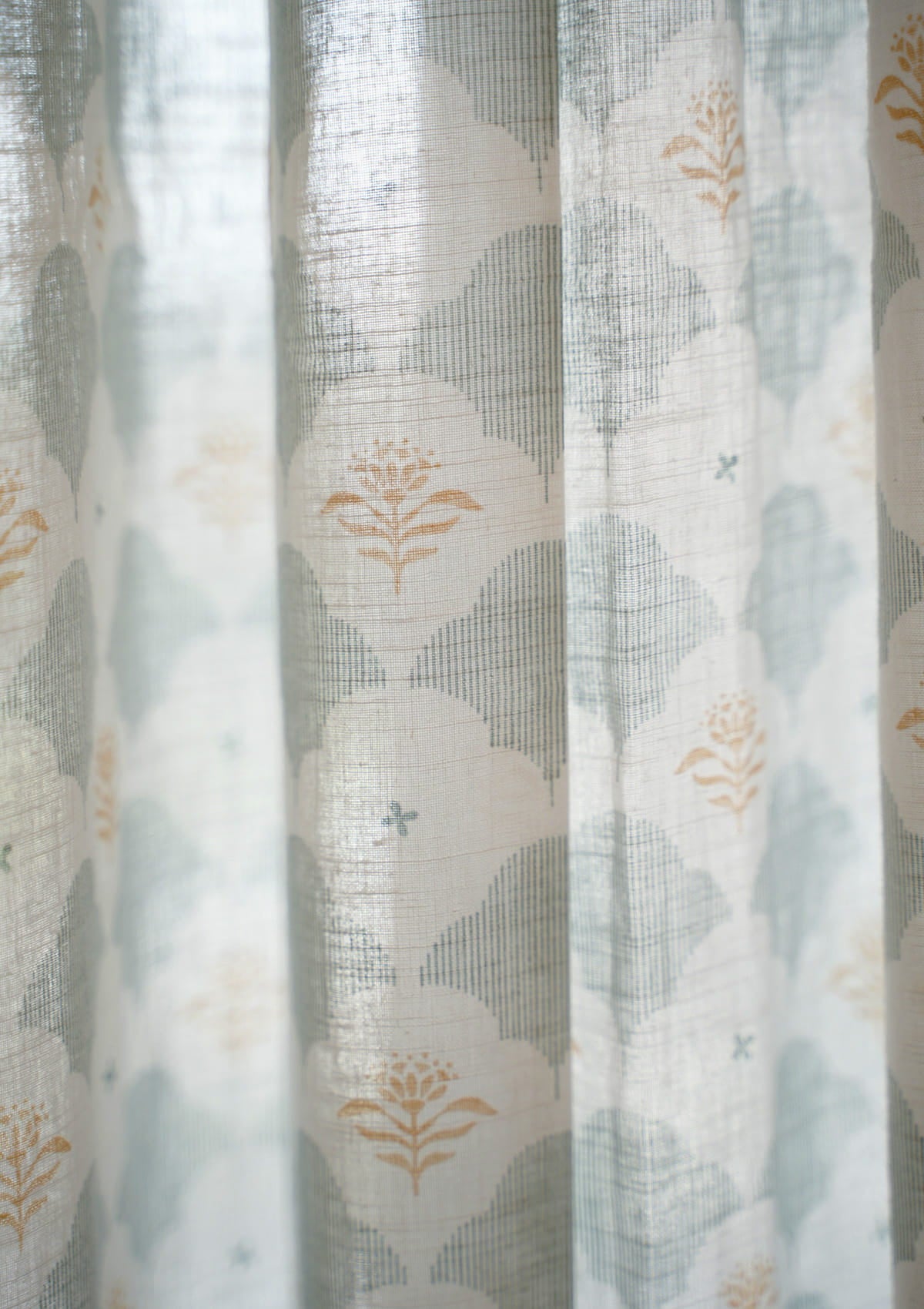 Arden Teal Geometric Printed 100% Cotton Sheer Curtain For Living Room | Light Reduction | Single Piece