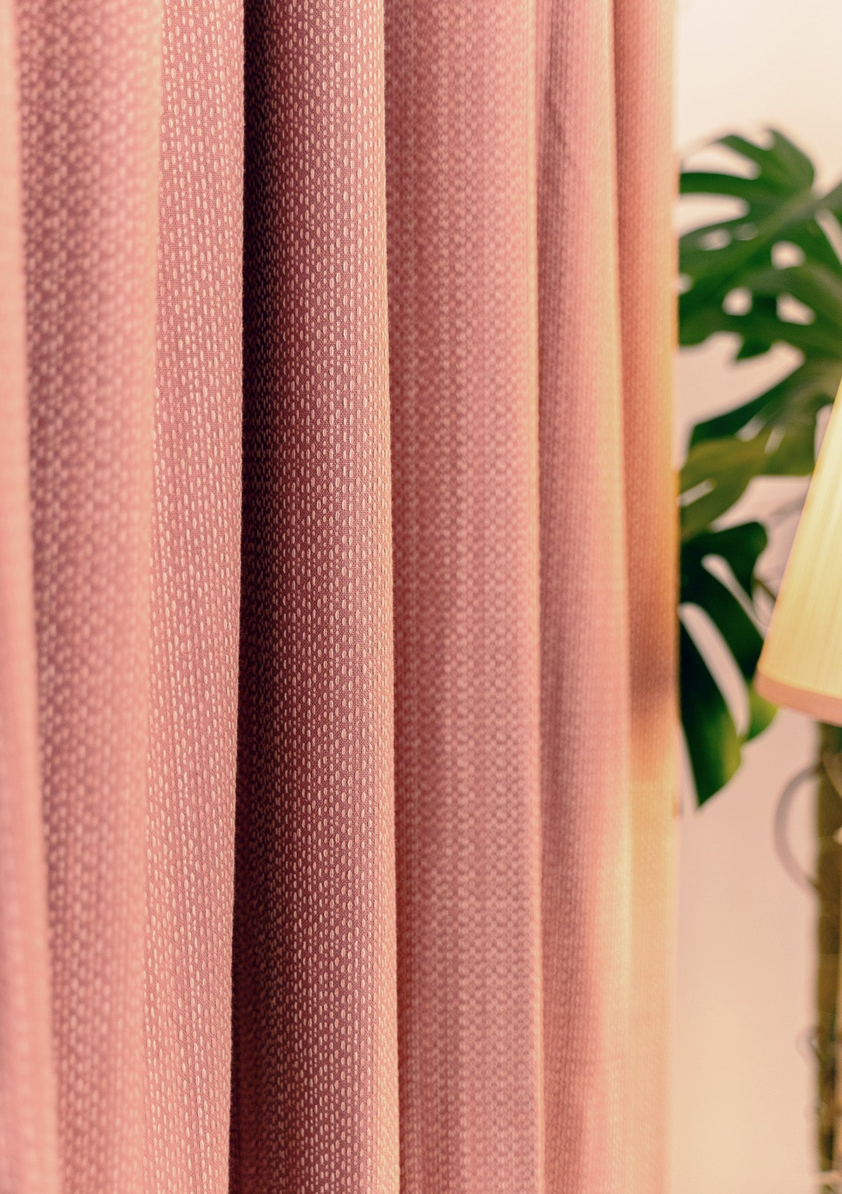 Ash Pink Textured 100% Cotton Curtain For Bedroom | Room Darkening | Single Piece