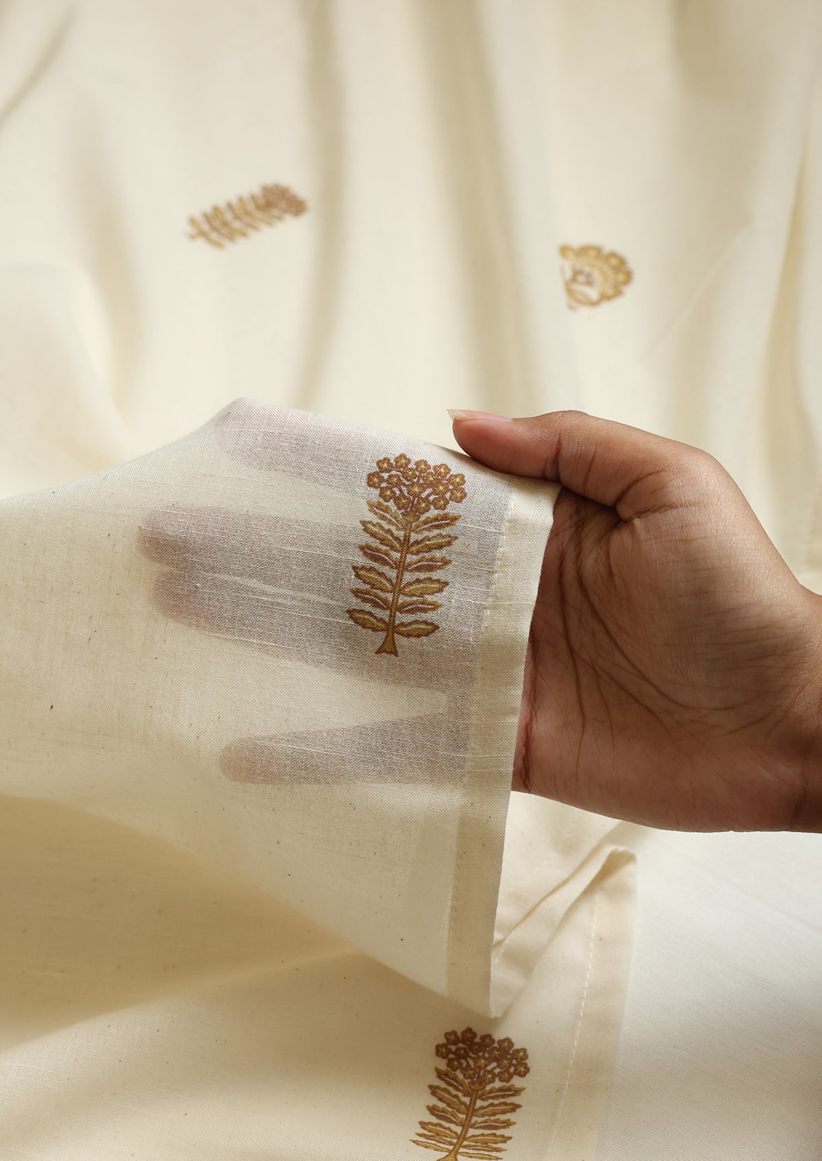 Baagh Mustard | 100% Cotton Sheer Printed | Light Filtering Fabric