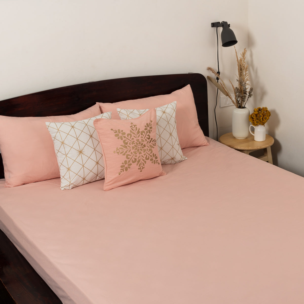 Solid Cotton Flat Sheet - Blush Pink