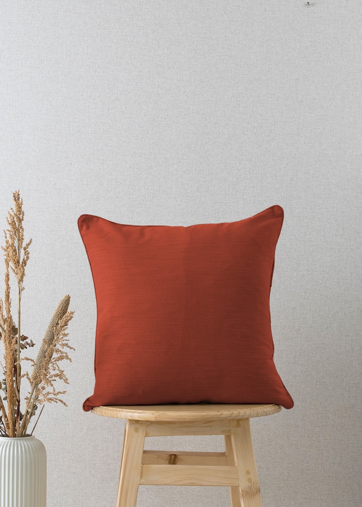 Solid Brick Red 100% cotton plain cushion cover for sofa