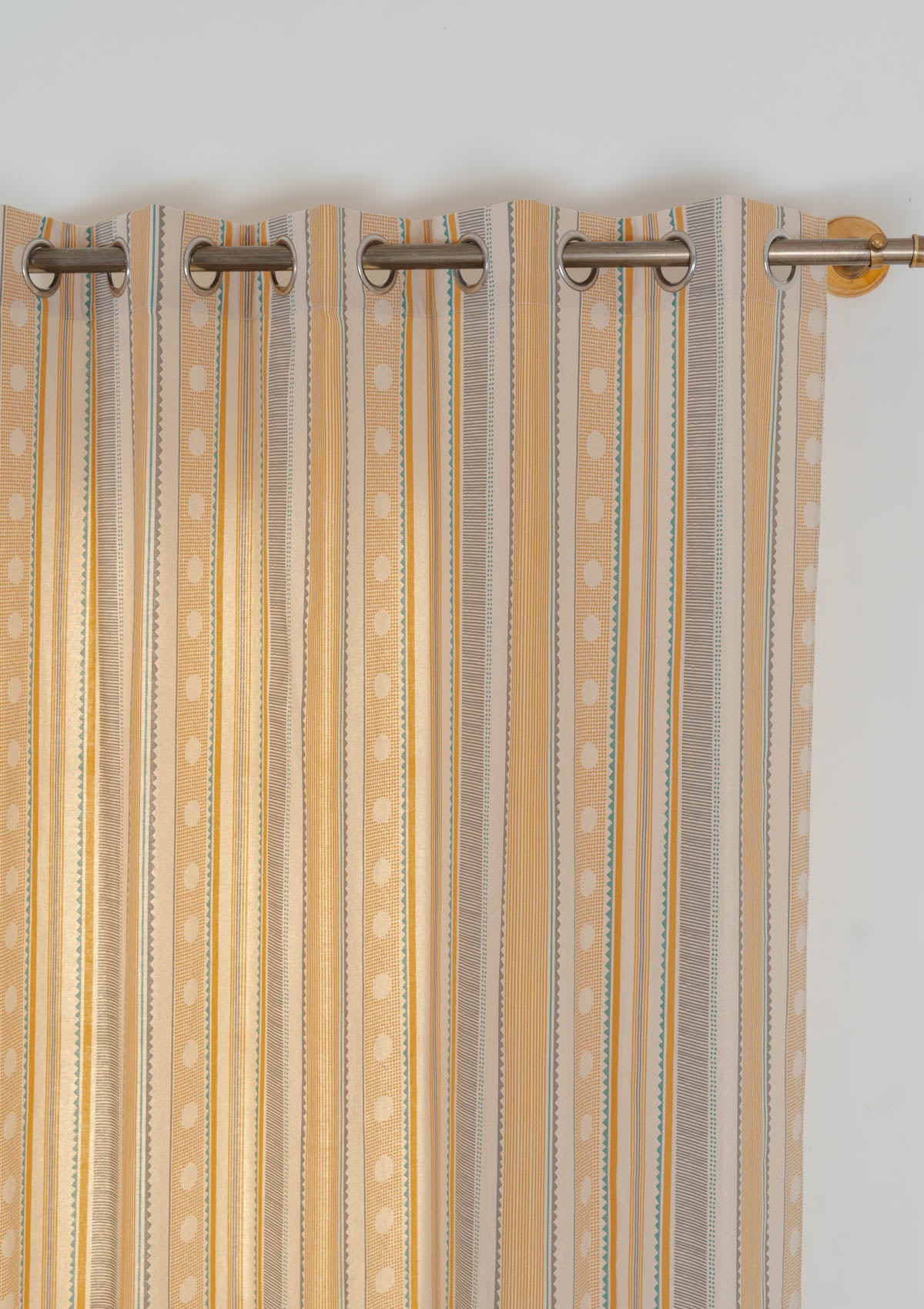 Buru 100% cotton boho curtain for living room - Room darkening - Mustard - Single