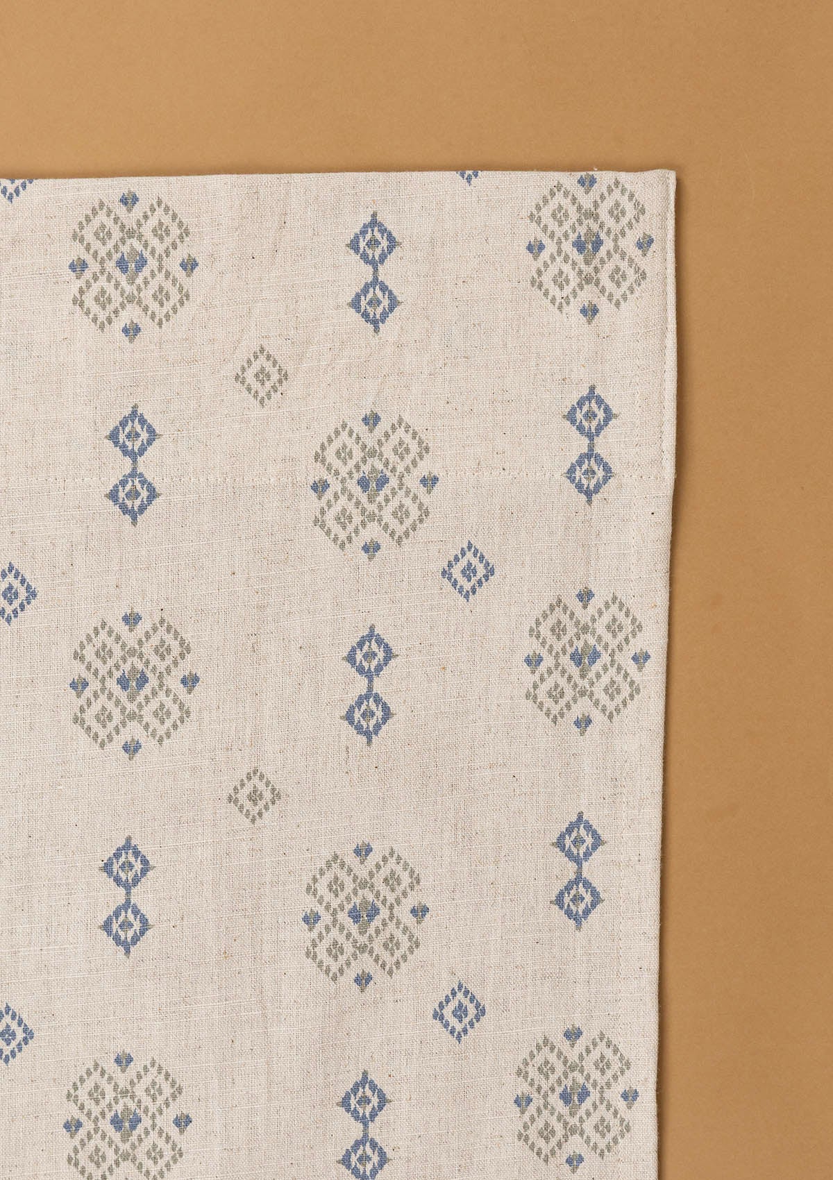 Casara Green Geometric Printed 100% Cotton Linen Curtain For Living Room | Light Reduction - Single Piece