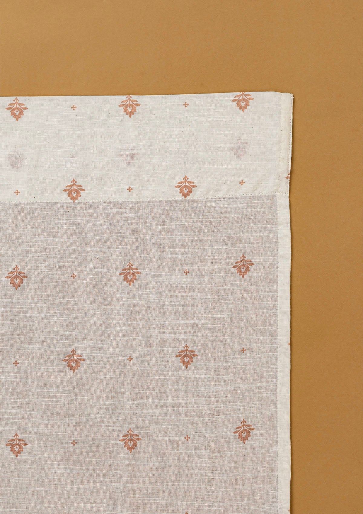 Cava Rust Minimal Printed 100% Cotton Sheer Curtain For Living Room | Light Reduction | Single Piece