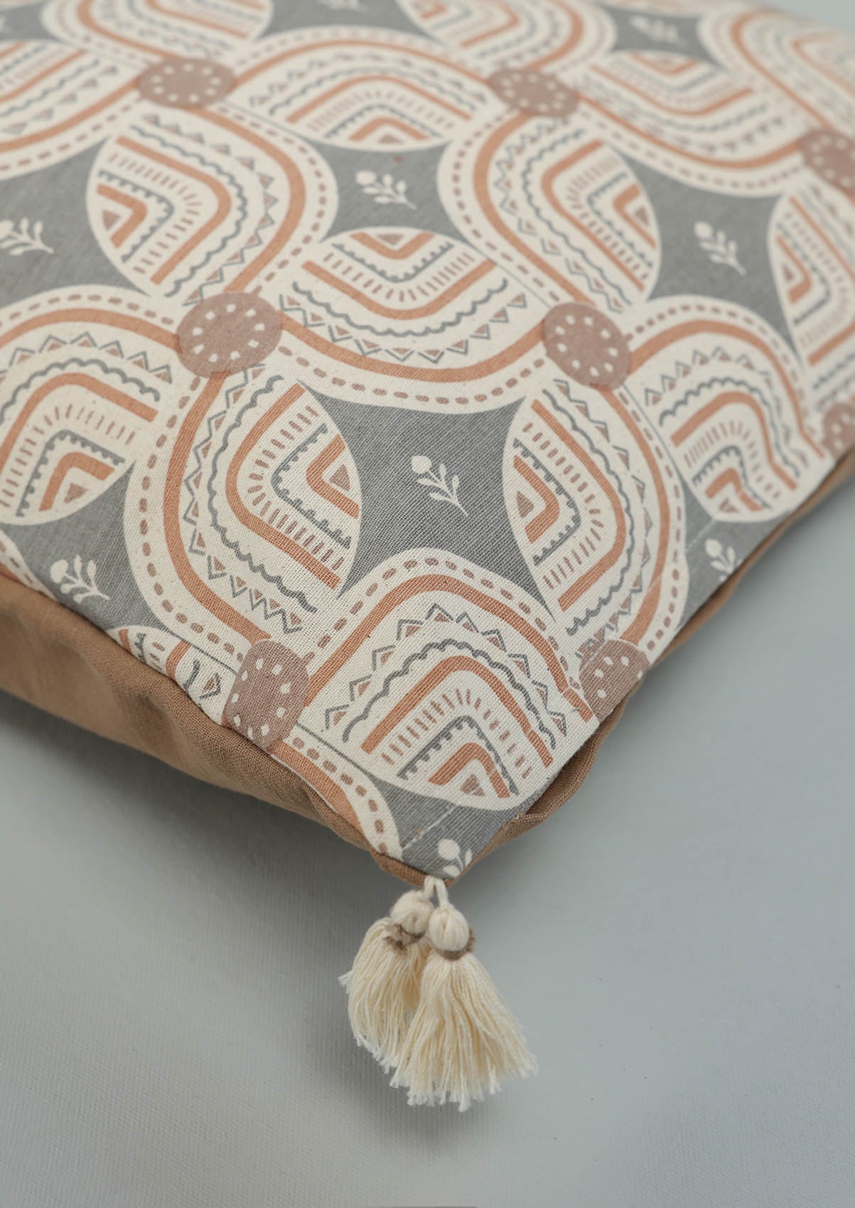Claro Brown Geometric Printed 100% Cotton Cushion Cover For Sofa