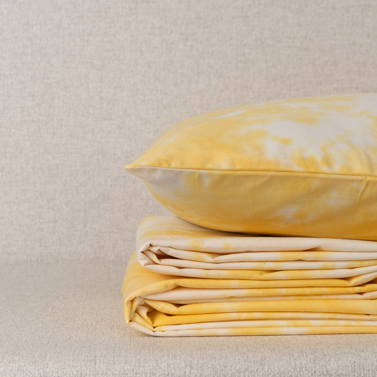 Cloud Printed Cotton Flat Sheet - Corn Yellow