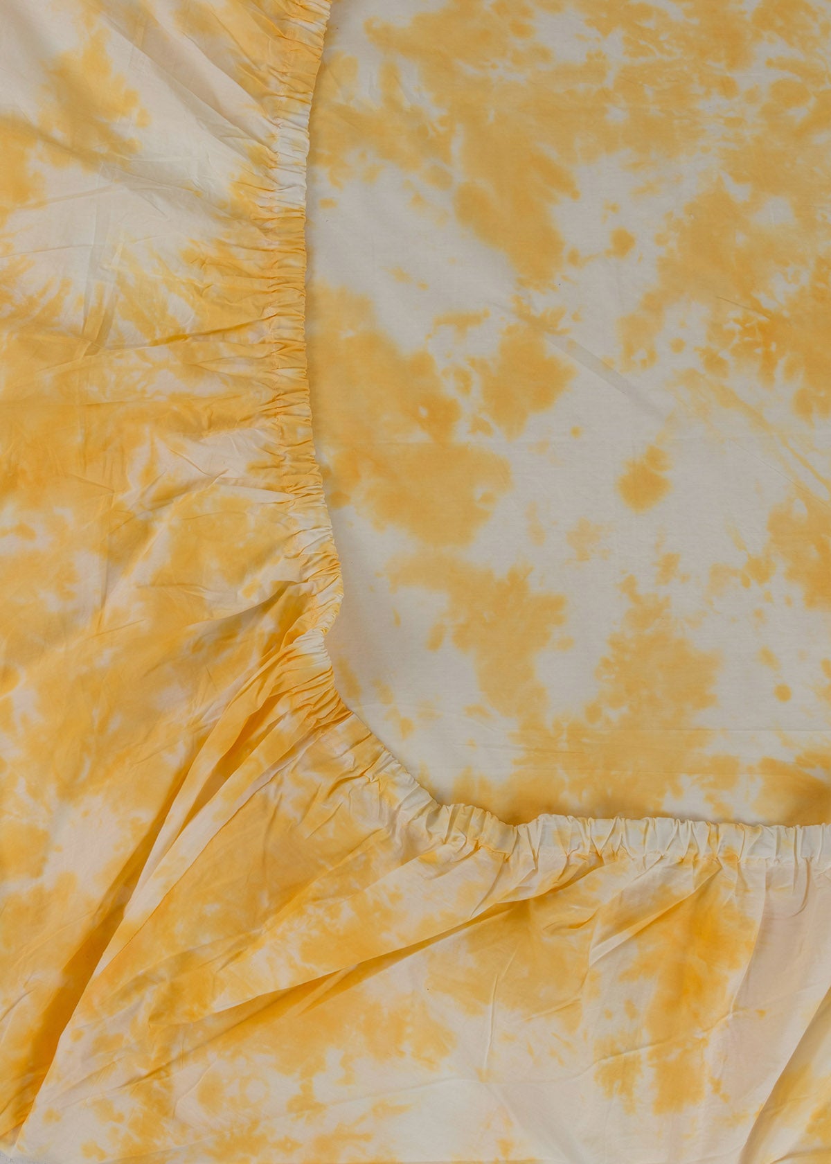 Cloud Printed Cotton Fitted Sheet - Corn Yellow