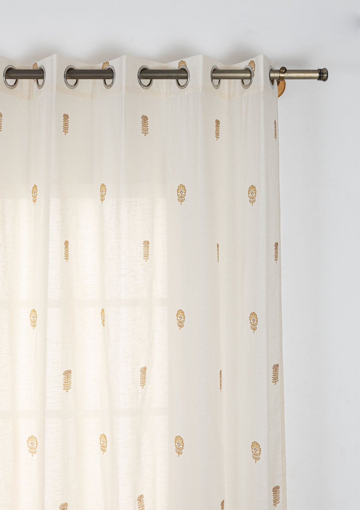 Honey Solid Linen Cotton Room Darkening & Baagh Printed Sheer Light Filtering | Yellow & Mustard | 100% Cotton for Living Room & Bedroom | Ethnic | Combo Curtains | Pack of 4