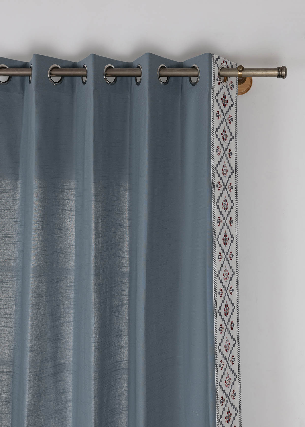 Ketaki Embroidered Cotton Room Darkening & Ira Embroidered Sheer Light Filtering | Mist Blue & Pink | 100% Cotton for Living Room & Bedroom | Geometric & Ethnic | Combo Curtains | Pack of 4