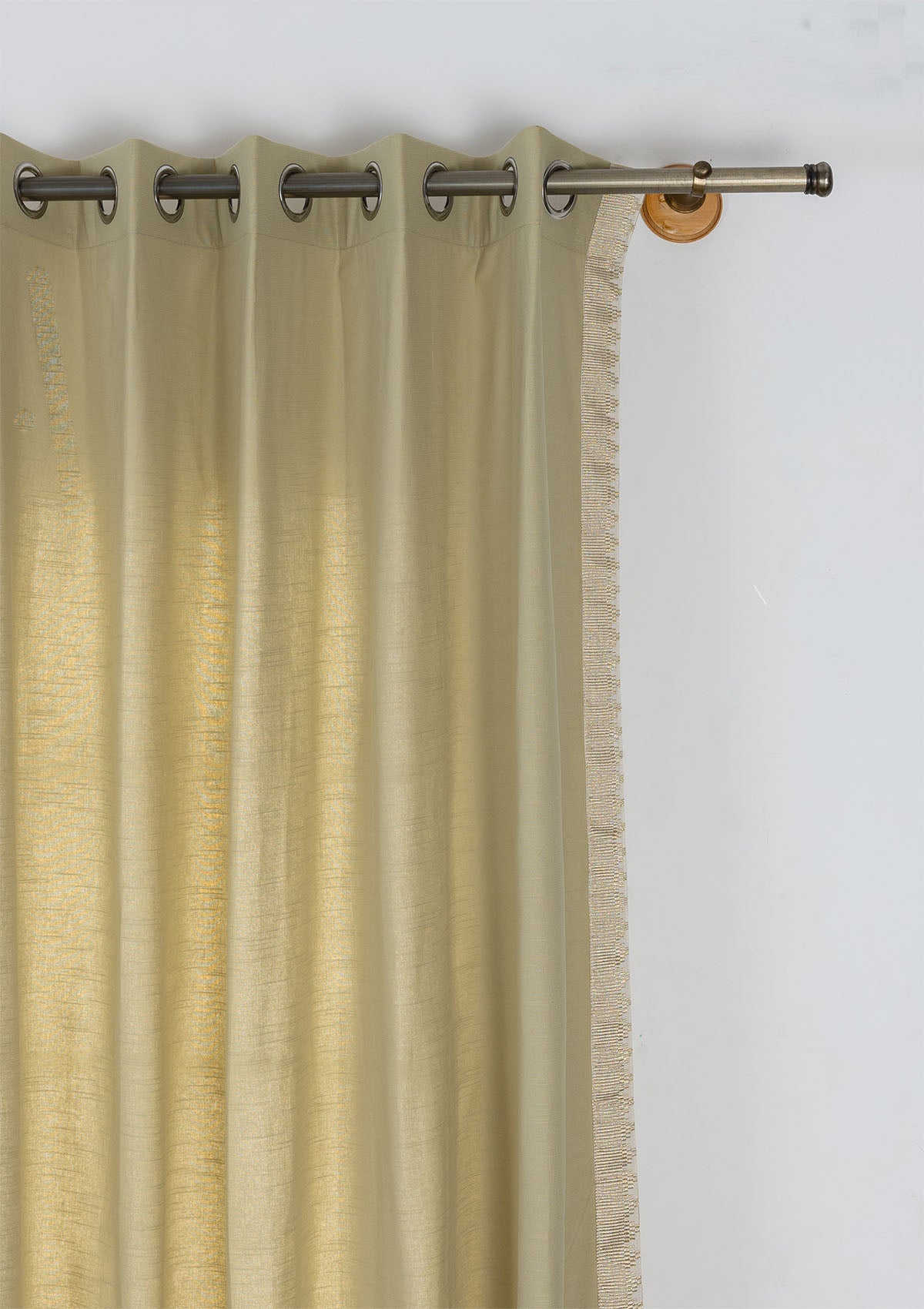 Kinari Textured Cotton Room Darkening & Madhuram Printed Sheer Light Filtering | Green & Beige | 100% Cotton for Living Room & Bedroom | Ethnic | Combo Curtains | Pack of 4