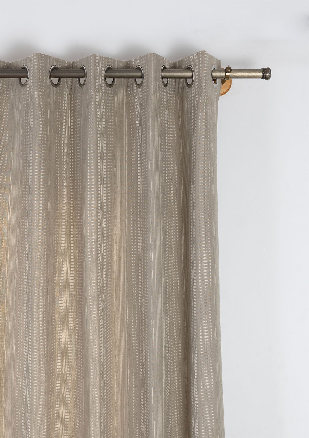 Zia Textured Cotton Room Darkening & Ambi Printed Sheer Light Filtering | Brown & Grey | 100% Cotton for Living Room & Bedroom | Neutral & Ethnic | Combo Curtains | Pack of 4