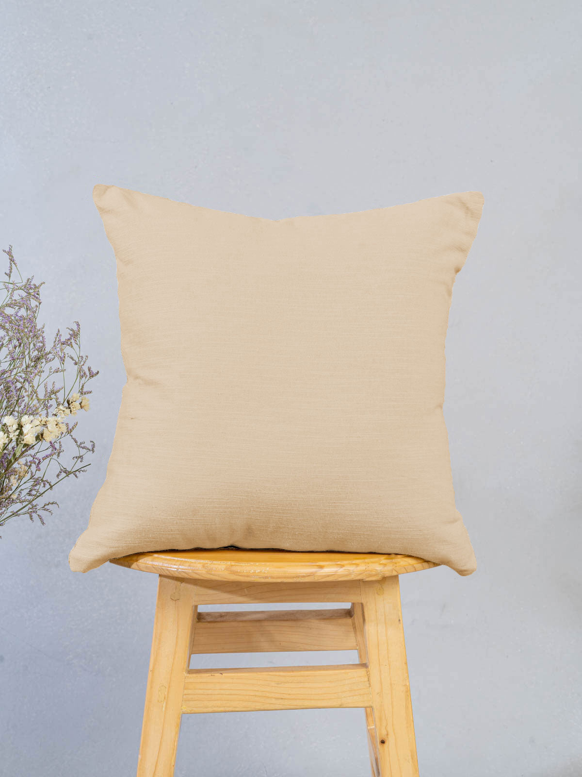 Solid Cream 100% cotton plain cushion cover for sofa