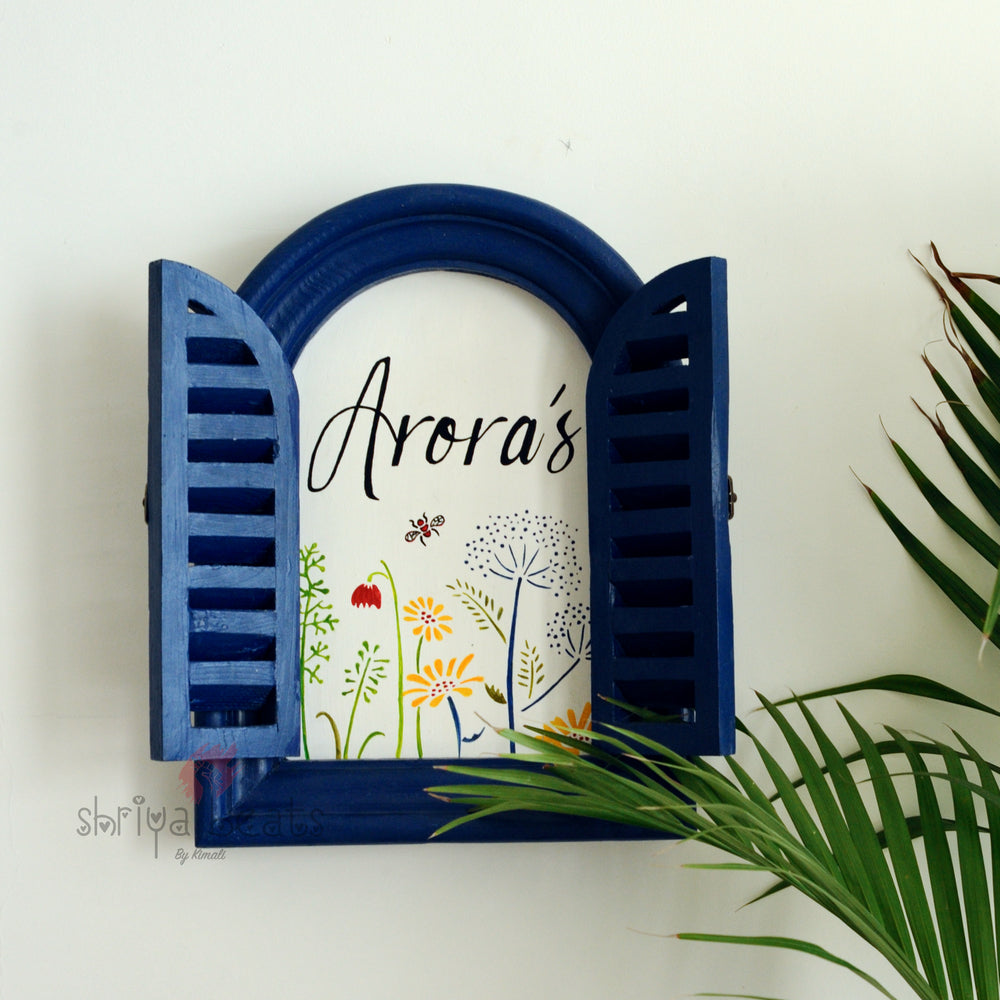 Vintage Window Customizable Nameboard with Wildflowers - One name