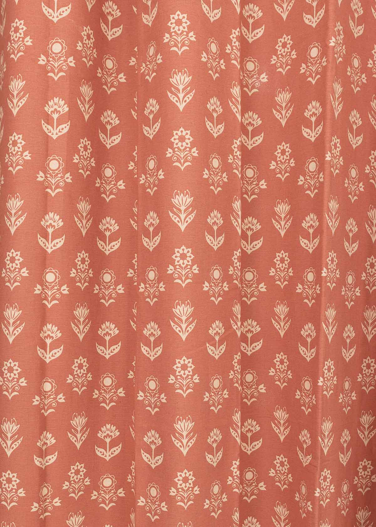 Dahlia 100% Customizable Cotton floral curtain for living room - Room darkening - Rust