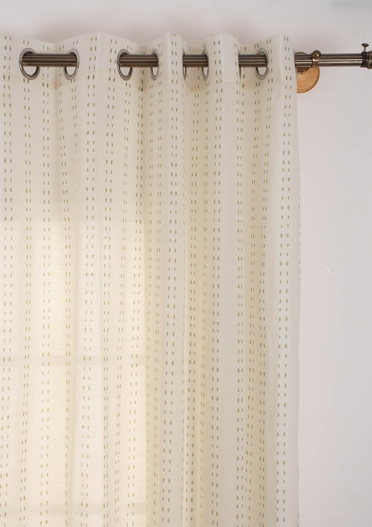 Dew Herb minimal  design 100% Cotton Sheer curtain for Living room & bedroom - Light filtering - Herb Green - Single Piece