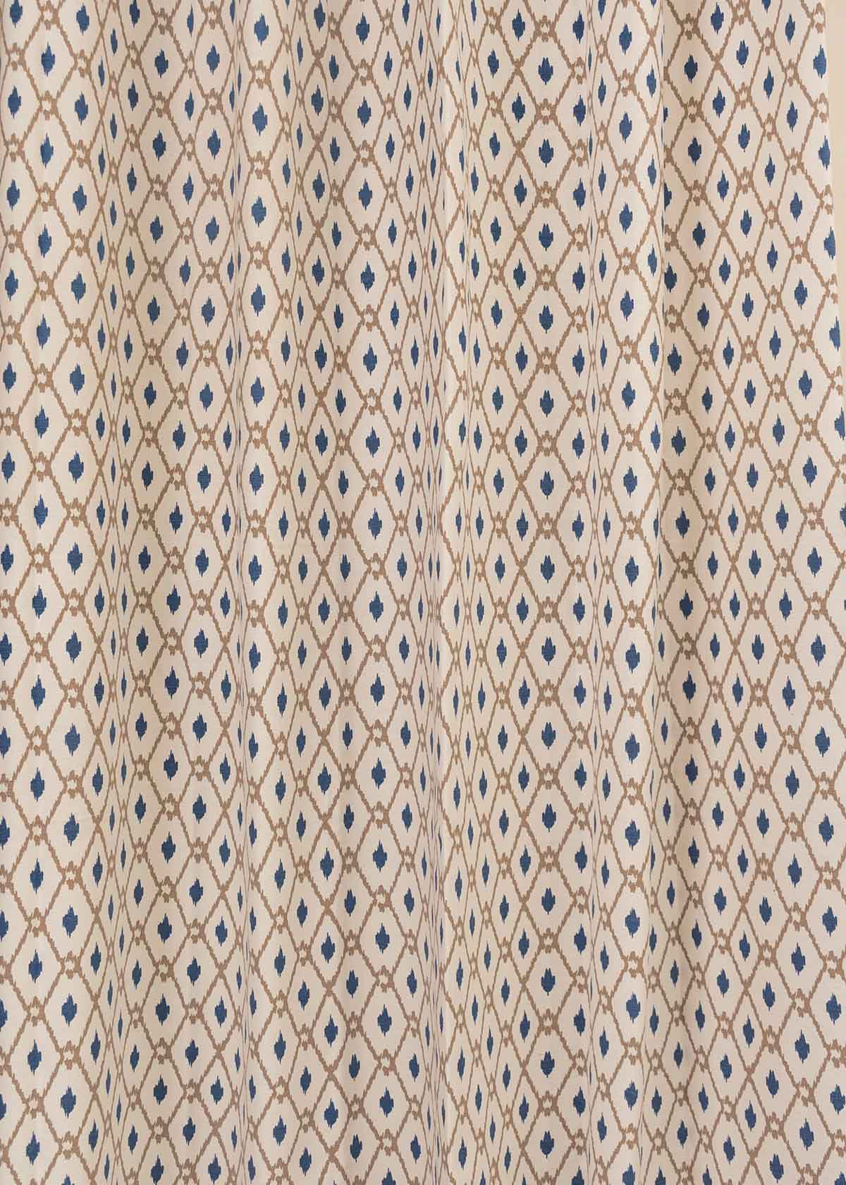 Diamond Yard 100% cotton geometric curtain for living room - Room darkening - Royal Blue - Pack of 1