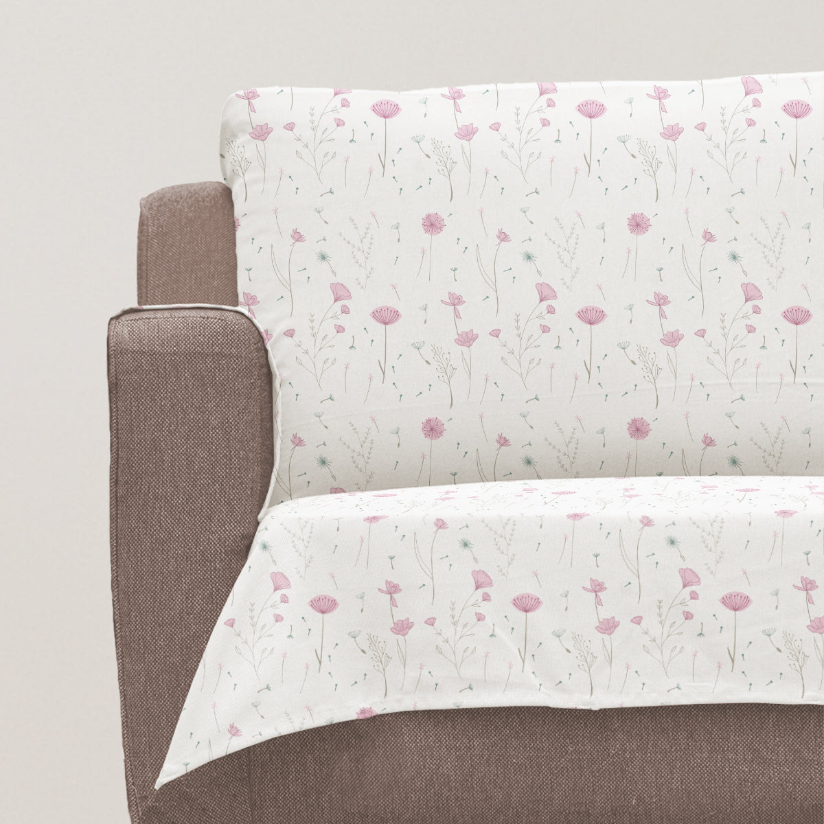 Drifting Dandelion 100% Cotton floral Sofa cover - Lavender